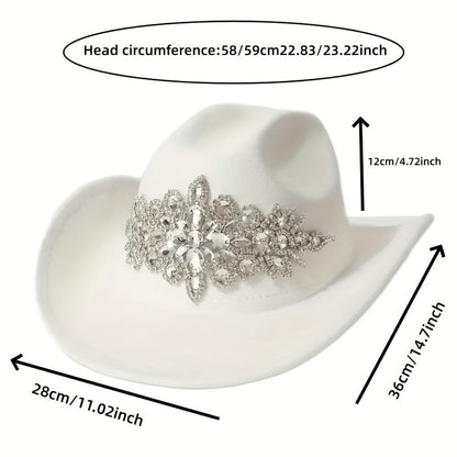 Rhinestone Cowboy Hat Sparkling for Women & Men - Shiny Western Cowboy Hat with Bling, perfect for Christmas, Halloween, Valentines Day - Wide Brim Cowgirl Hat suitable for Music Festival, Bachelorette Party, Weddings Parties
