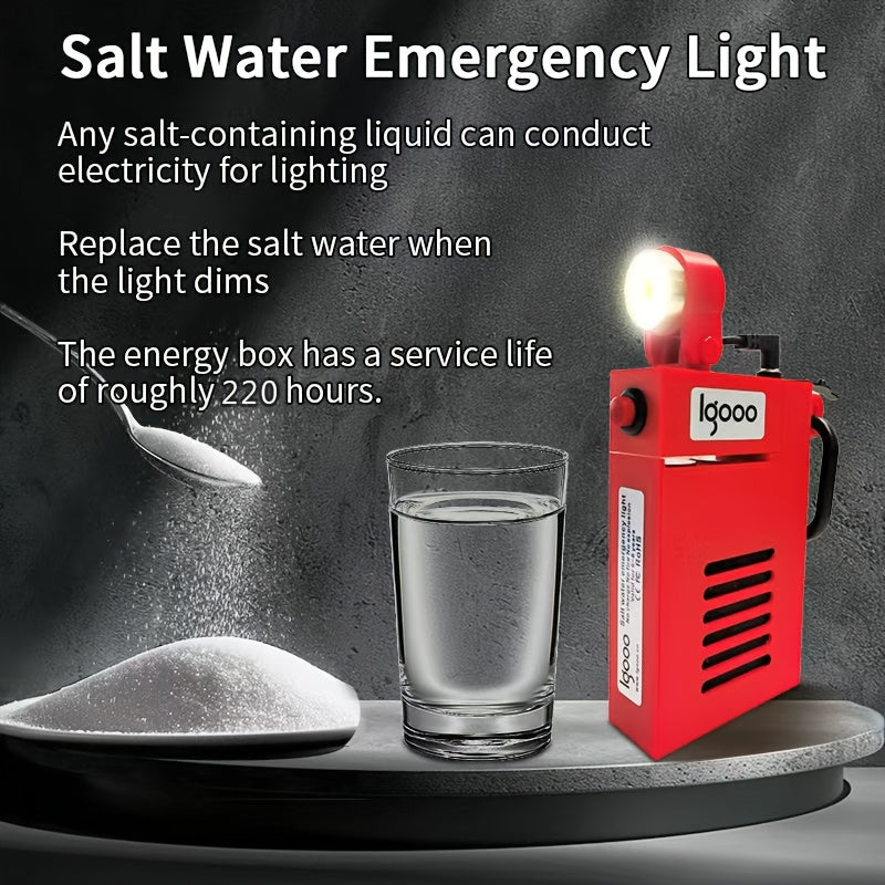 1pc Salt Water Emergency Lantern - Battery-Free, Water-Powered Flashlight with 220H Runtime, Reusable Survival Light for Camping, Tactical Use, Fishing