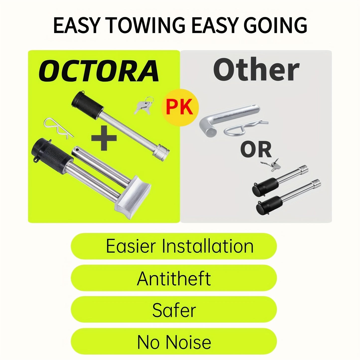 Heavy-Duty Adjustable Trailer Hitch - Fits 2.5" Receiver, 8" Drop/Rise, 1-7/8" & 2" & 2-5/16" Balls, 18, 500 LBS GTW Capacity, Anti-Theft Pin, Aluminum Construction - Compatible with Trucks, RVs, Trailers - Red Hitch for Easy