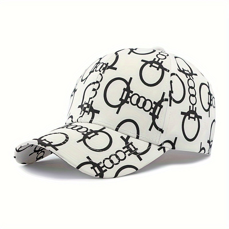 [Breathable Skull Cap] Men'S & Women'S Breathable Baseball Cap - Adjustable, Stylish Black with White Skull & Crossbones Print, Perfect for Spring & Summer, Casual Headwear | Skull Print Cap | Breathable Fabric