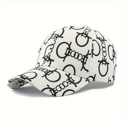 [Breathable Skull Cap] Men'S & Women'S Breathable Baseball Cap - Adjustable, Stylish Black with White Skull & Crossbones Print, Perfect for Spring & Summer, Casual Headwear | Skull Print Cap | Breathable Fabric