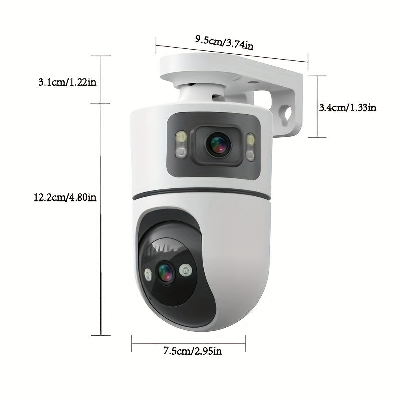 2.4G&5GHz WiFi 2K Dual Lens Wireless Monitoring Camera, Dual Lens Dual Screen, AI Motion Detection, Two-way Voice, 3 Night Vision Modes Suitable For Home Security Cameras, Christmas And Halloween Decorations, Thanksgiving Gif