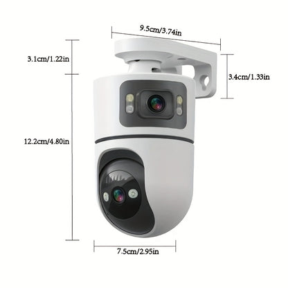 2.4G&5GHz WiFi 2K Dual Lens Wireless Monitoring Camera, Dual Lens Dual Screen, AI Motion Detection, Two-way Voice, 3 Night Vision Modes Suitable For Home Security Cameras, Christmas And Halloween Decorations, Thanksgiving Gif