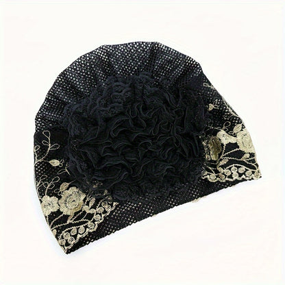 2pcs Women'S Embroidered Floral Breathable Stretch Headwrap | Multi-color Elastic Casual Cute Bohemian Muslim Turban for Hair Covering and Daily Wear