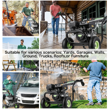 4200PSI 4.0GPM Heavy-Duty Gas-Powered High-Pressure Washer with 196CC Engine, 25ft Hose & 5 Nozzles - Commercial/Residential Portable Pressure Washing Machine for Driveways, Vehicles, Patio, Garden, Yard - EPA/CARB/, No Batte