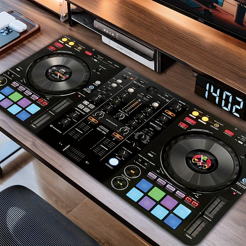 Extra-Large DJ Mixer Gaming Desk Mat - 35.4"x15.7" (90x40cm) Non-Slip Music Production Station with DJ Equipment Layout, Keyboard & Mouse Pad for Home Studio, DAW Control, Ideal Gift for DJs & Music Producers - Vibrant DJ Set