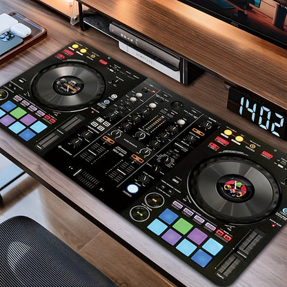 Extra-Large DJ Mixer Gaming Desk Mat - 35.4"x15.7" (90x40cm) Non-Slip Music Production Station with DJ Equipment Layout, Keyboard & Mouse Pad for Home Studio, DAW Control, Ideal Gift for DJs & Music Producers - Vibrant DJ Set