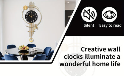 Large Silent Wall Clock with Quartz Movement - Nautical Theme, Wood & Metal Retro Modern Design, Digital Display, Auto-Off, AA Battery Operated (Not Included), Ideal for Living Room, Kitchen, Office Decor, Clock Wall Decor, M