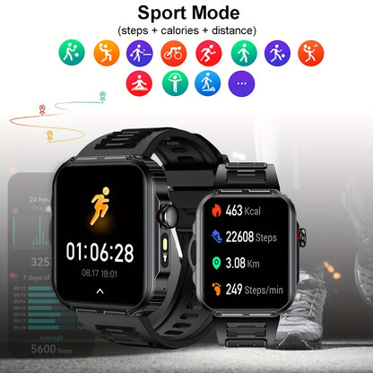 Wireless Calling Smartwatch, 2.02-inch 240P Resolution, Life, Wireless 5.3 Calls, Message Real-Time Alerts, Sedentary, Drinking Water, Alarm Clock Reminder, Accurate Exercise Data Recording, Built-in Flashlight, Multi-mode Co