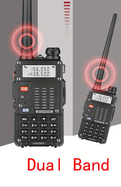 BAOFENG Upgraded UV-5R Dual Band 10 Km Long Range Two-Way Radio BF-UV5RT FM Transceiver Suitable for Car Driving, Outdoor Camping, Wilderness Hunting etc, Without Battery