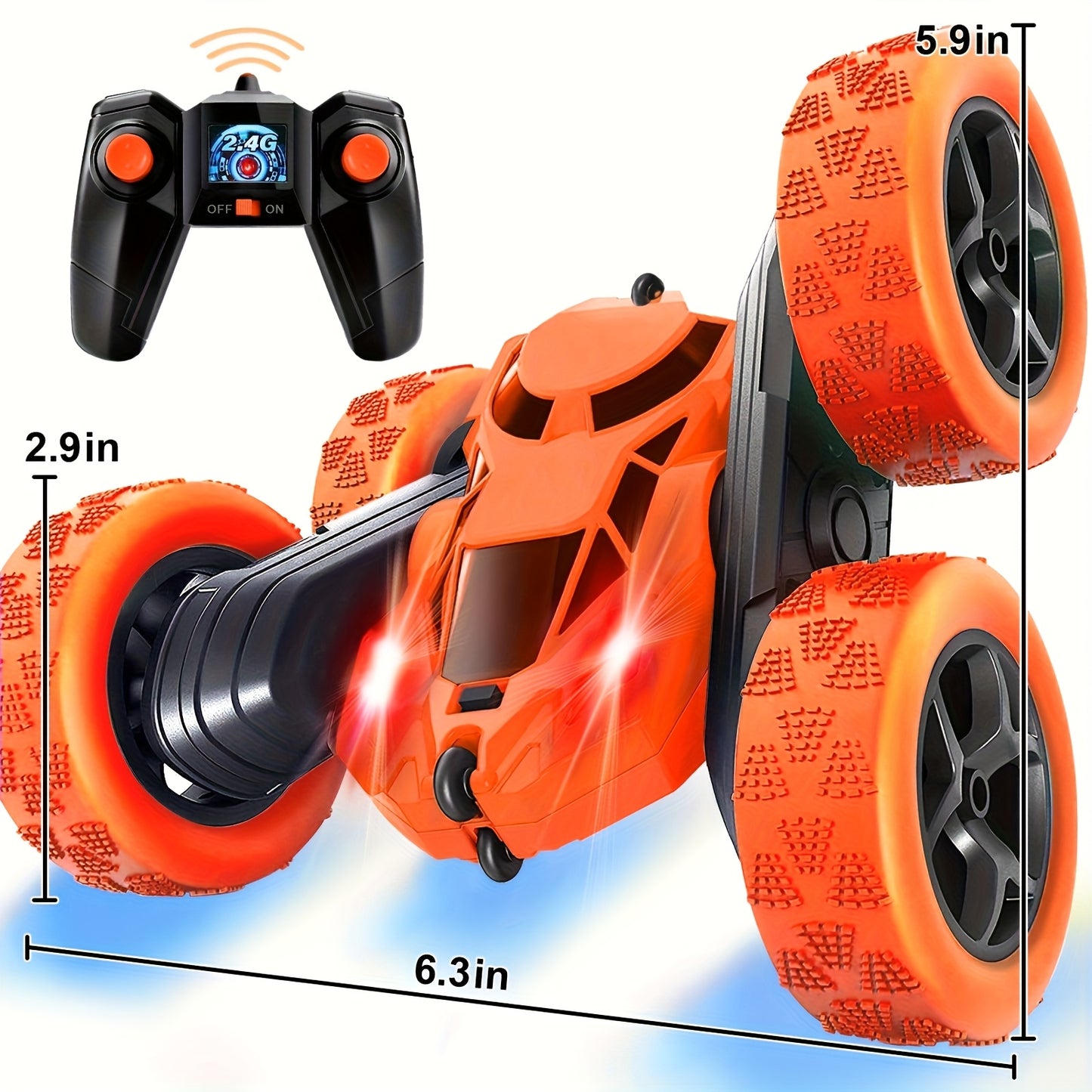 Remote Control Car, RC Toy Vehicle for Kids Ages 6-12 Years Old, 4WD Dual-Sided 360° Flip Stunt with 2.4GHz LED Lights and All-Terrain High Speed - Birthday Gift Idea or Holiday Present (Christmas Halloween Easter)