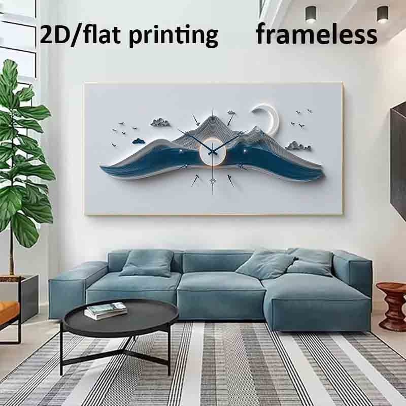 1pc Extra Large Modern Minimalist Ocean Wave Clock Canvas Poster - Frameless Wall Art Print, Large Modern Decor for Living Room, Bedroom, Clock Wall Decor, Extra Large Wall Clock, Living Room Wall Pictures, Wall Pictures, Liv