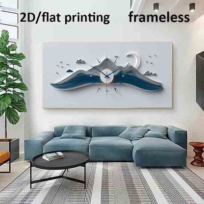 1pc Extra Large Modern Minimalist Ocean Wave Clock Canvas Poster - Frameless Wall Art Print, Large Modern Decor for Living Room, Bedroom, Clock Wall Decor, Extra Large Wall Clock, Living Room Wall Pictures, Wall Pictures, Liv