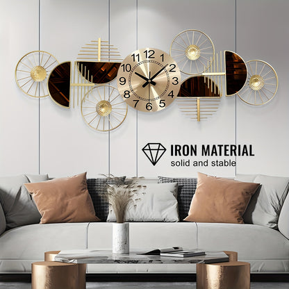 39 X 16 Inch Large Metal Wall Clock Decorative 3D Metal Wall Art Clock For Living Room Bedroom Creative Modern Big Wall Clock Decor Silent No-Ticking - Perfect Gift For Housewarming & Home Decor Enthusiasts