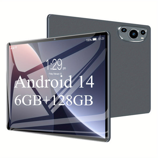 P60 2024 tablet with 8-core processor, 1.6Ghz, 6GB RAM, 128GB storage, 10.1-inch screen 1280 × 800 IPS, WIFI connection, 6000mAh battery, Type-C port, 13MP and 8MP camera, running Android 14