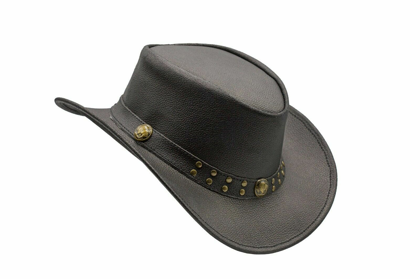 Black Genuine Leather Cowboy Western Hat for Men & Women – Classic Outdoor Ranch Style, Durable Wide-Brim Design for Horseback Riding, Country Events, Travel, Festivals & Daily Wear – Perfect Gift for Winter Season, Chris