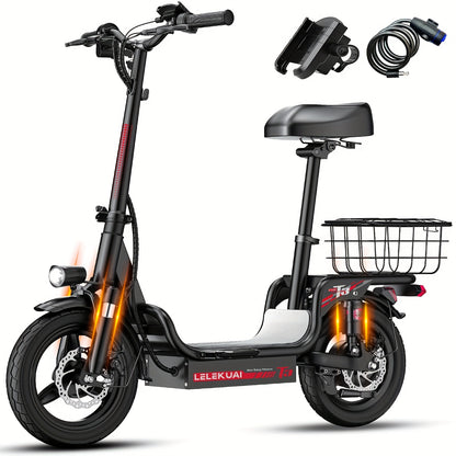 Adult Electric Scooter, Electric Commuting Scooter, Range Of 28 Miles, 749W Motor With 19.9HPH Dual Braking System And Shock Absorption, 11 Inch Off-road Tire Folding Electric Scooter With 48V13/23AH Three Levels Equipped Wit