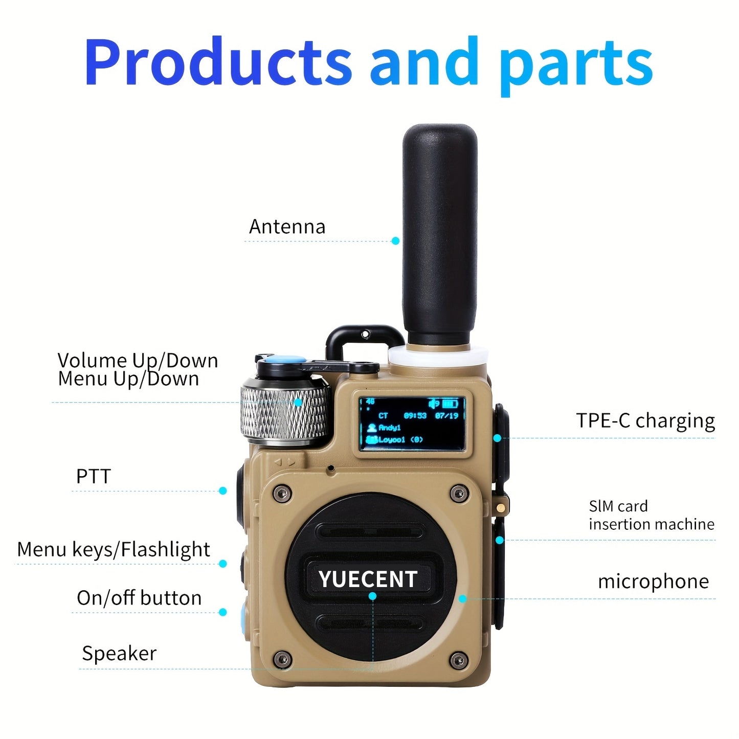 YUECENT 4G PTT PoC Smart Walkie-Talkie - -Controlled Two-Way Radio with One-Click Group Calling, Nationwide Coverage, Compatible with /, - (No SIM/E-SIM) for Hunting, Camping, Outdoor Teams & Large