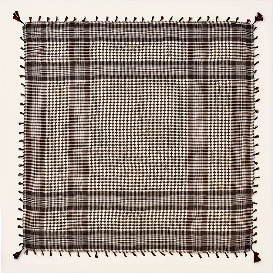[Two piece set ]Arabic square scarf hanging on all sides with contrasting colors, Arab headscarf jacquard scarf, formal casual robe, clothing headscarf set, perfect gift for men during Ramadan, a choice for holiday gifts