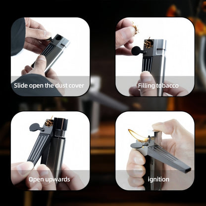Buy One Get Four Free: 4-pack: 2-in-1 Retro Folding Pipe Lighter, Metal Portable Soft Flame Inflatable Lighter, One-piece Oblique Spray Butane Gas Lighter, Adjustable Flame, Gift for Boyfriend (excluding Butane Gas)