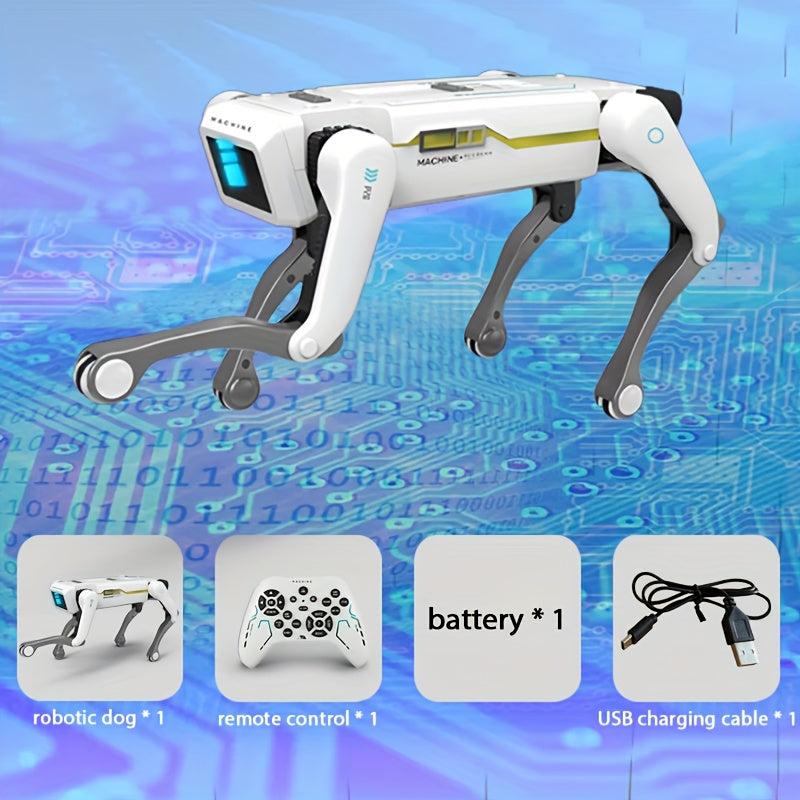 Smart Robot Dog, Remote Control Toy Robot Dog with Water Cannon Launch Pad, Programmable, Voice, Dance, Music, Can Be Controlled by Remote and Mobile Phone APP, Ideal Birthday Gift for Children