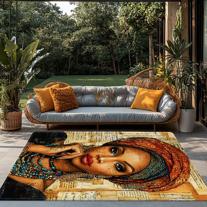 Heavy-Duty African Women Cultural Mat - Non-Slip Backing, Machine Washable Bath Mat & Floor Mat with Traditional Attire Design - Large Area Mat for Living Room, Bathroom, Office, Outdoor - Elegant Home Decor Mat, Rugs for Bat