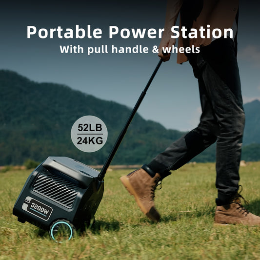 IEE 3200W Portable Power Station P3200 with 1pc 200W Solar Panel 2048Wh Large Capacity Solar Generator 1800W AC Charging & 1000W Solar Charging APP Control LiFePO4 Battery Long Life Quiet Design for Home Backup Power Outage C