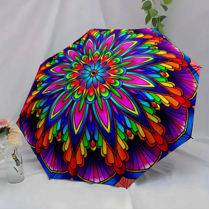 Automatic Open/Close Umbrella with 8-Rib Strong Canopy - Automatic Folding/Unfolding Compact Travel Umbrella, Automatic Self-Opening/Closing, Portable  Umbrella for Women & Men, Wind-Resistant for commuting, Outdoor, Gifts (A