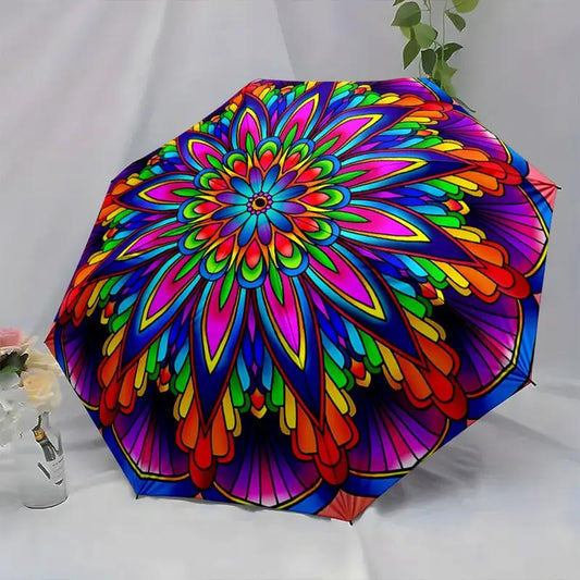 Automatic Open/Close Umbrella with 8-Rib Strong Canopy - Automatic Folding/Unfolding Compact Travel Umbrella, Automatic Self-Opening/Closing, Portable  Umbrella for Women & Men, Wind-Resistant for commuting, Outdoor, Gifts (A