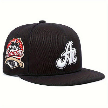 AC Embroidered Snapback Cap for Men & Women - Outdoor Sports Fashion Flat Brim Hat with Side Lettering, Hand Washable Acrylic Knit Fabric - Single Pack - For Sports Enthusiasts & Casual Wear - Perfect Gift for Outdoor Lovers