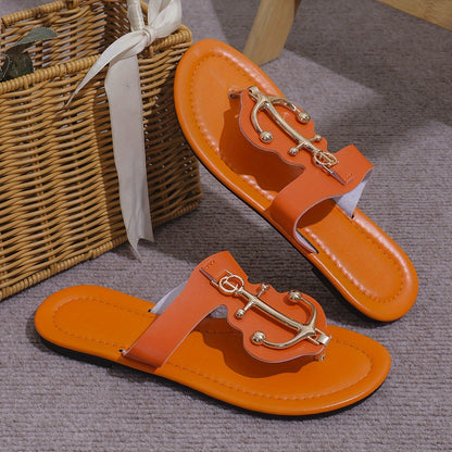 Women's Trendy Slide Sandals, Casual Clip Toe Flat Summer Shoes, Lightweight Slide Sandals