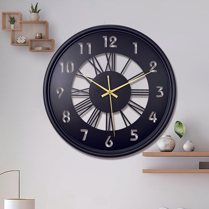 One 16-inch large wall clock, silent with no ticking sound, battery-powered digital clock, industrial metal indoor clock, suitable for living rooms, kitchens, cafes, home decor - available in black, Golden, and Silvery