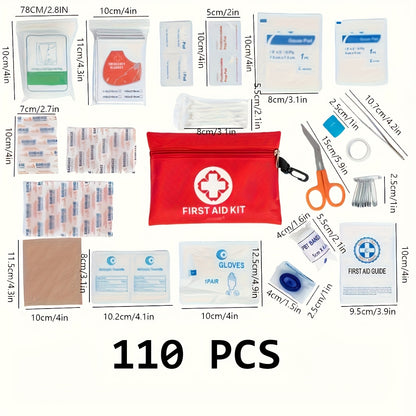 110/184pcs First Aid Kit for Car, Multi-Purpose Emergency Medical Supplies Portable Medical Bag, Camping Multi-Functional First Aid Bag Outdoor Home Emergency Bag Outdoor Hiking Camping Accessories