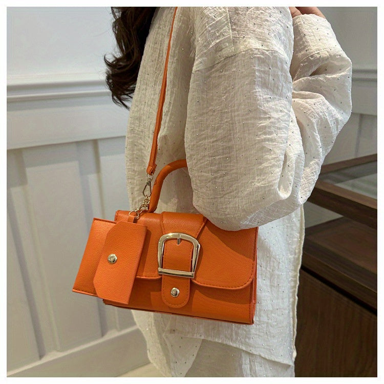 [Square Crossbody Bag] Women'S Small Square Crossbody Bag - Lightweight Synthetic Purse with Snap Closure, Compact Everyday & Formal Bag in Orange, Pink, Blue, Yellow, White, Black - Minimalist Chic Handbag for Women, Crossbo
