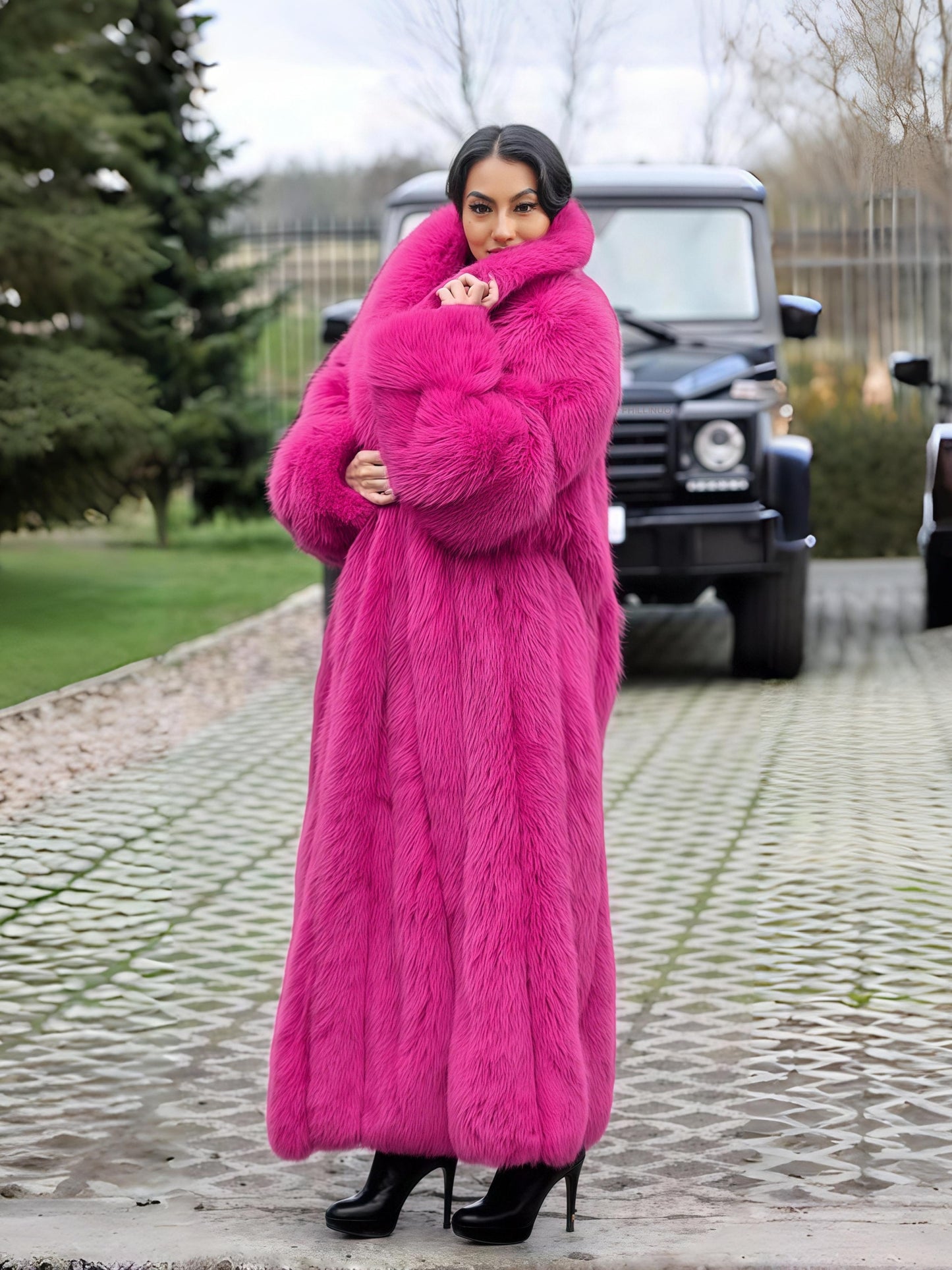 FHILLINUO Chic Women'S Faux Coat | Long Length, Solid Color, Single Breasted, with Pockets, Comfortable and Warm for Fall/Winter