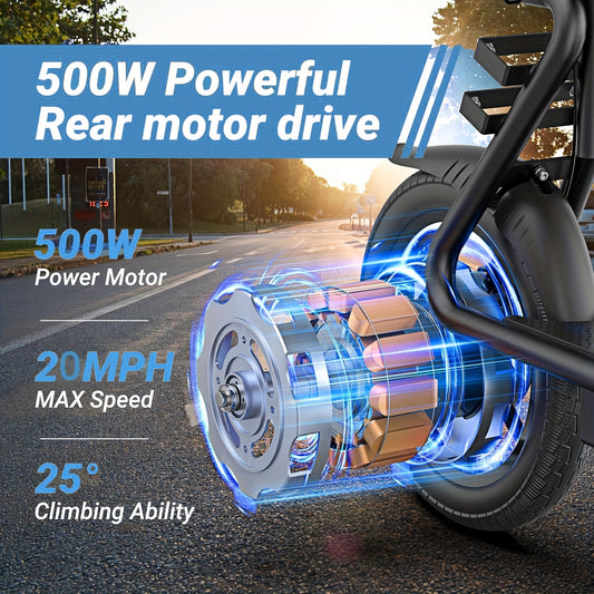 AOVOPRO ESBSPRO Electric Scooter with Seat & Cargo/ Basket - 20 MPH, 50-60 Mile Range, 500W Motor & 48V Battery, Dual Suspension, Height-Adjustable Commuter eScooter for s, Pets, for-hire (display & lock Included)
