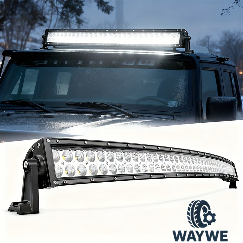 LED Light Bar 52Inch 300W Curved Off Road Driving Light Combo Beam Rooftop Led Bar Work Light 24V 12V For Van Camper Wagon Car Pickup ATV UTV SUV Truck Boat, Without Battery