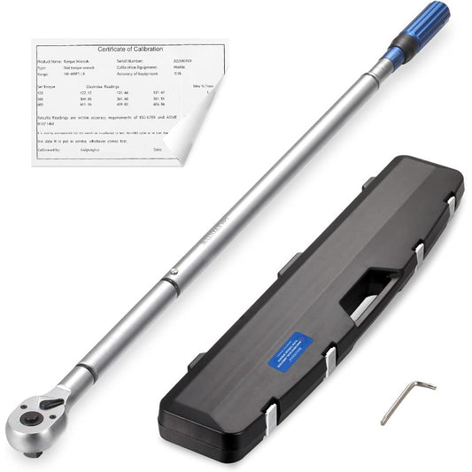 BULLTOOLS 3/4Inch Drive Click Torque Wrench 48tooth High Accuracy Torque Wrench Set with a Hex Key 100600ft.lb/ 135815Nm