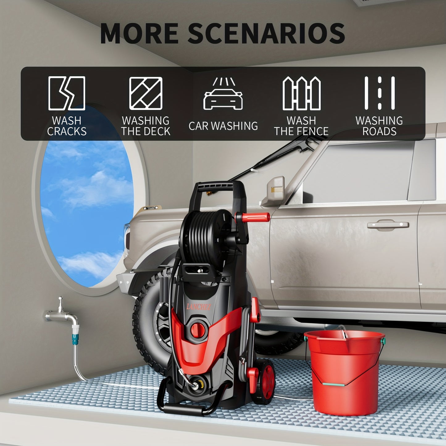 4800PSI High Pressure Washer, Electric Power Washer W/ 16.91oz Foam Cannon, 6 Quick Connect Nozzles, 35ft Hose & Water Filter for Car Wash, Home, Driveway, Patio, Fence Cleaning, Electric High Pressure Washer, Portable Pressu