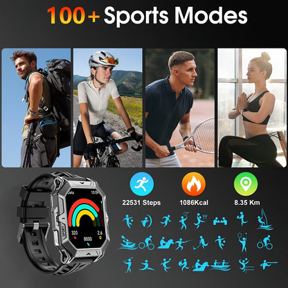LIGE Smartwatch for men, IPX8 High Quality, 2.13-inch AMOLED screen, 100+ Sport mode, wireless call, Weather Display, 850mAh battery, 100 days of battery life, Sports Watch for iPhone and Android, black/grey
