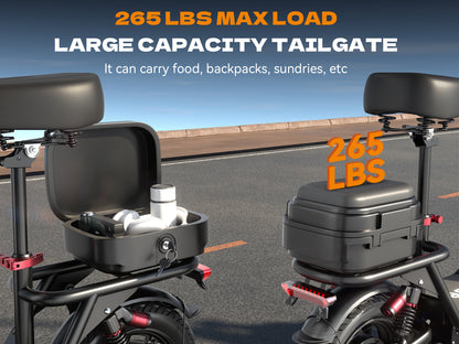 Hisent Adult Electric Scooter- 20 Mph, 740W Peak Motor, 10Ah/15Ah Lithium Battery, 15-40 Mile Range, 14 Foldable With Seat And Storage Box, Dual Suspension, Dual Brake System, Ample Storage, Alloy Steel Frame Durable, Commute