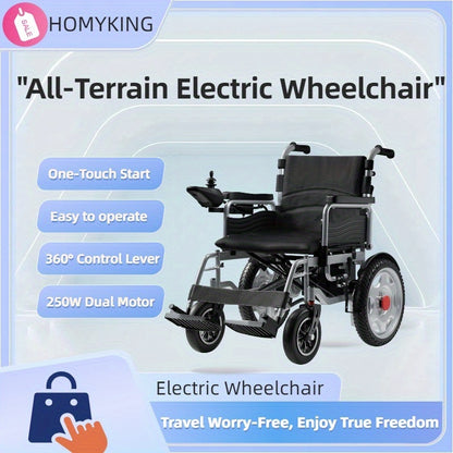 HOMYKING Ultra-Lightweight Electric Wheelchair, 360° Flexible Joystick Control, One-Second Foldable Design, 17-Mile Range, 3.5 MPH Max Speed - Perfect For Adults & Seniors - Ideal For Travel & Home Use