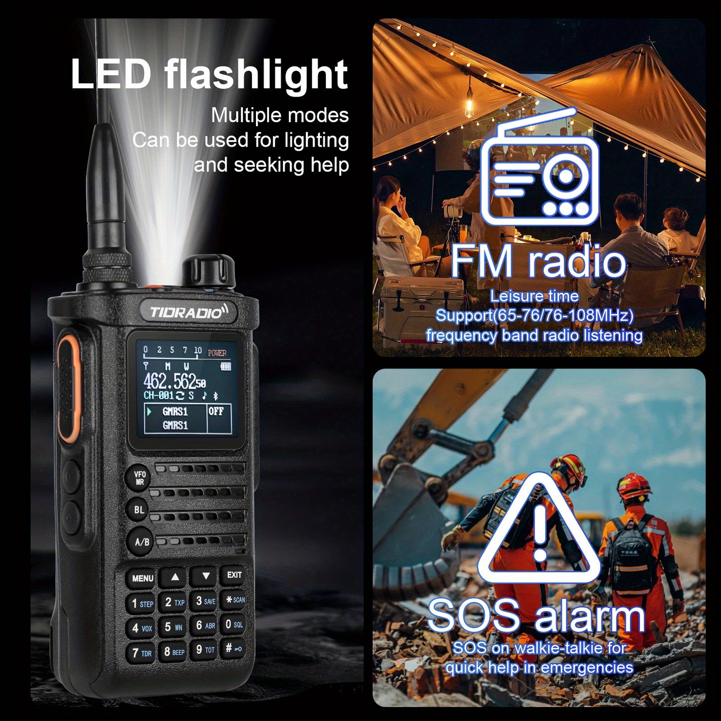 TIDRADIO TD-H8 2nd Gen 10W High-Power Handheld Two-Way Radio - 2500mAh Long-Lasting Battery, UHF Frequency 136-174MHz, 5000 Channels with Repeater List, FM Radio & Compatible, -Powered for Ham/GMRS/Radio Use, Durable Walkie T