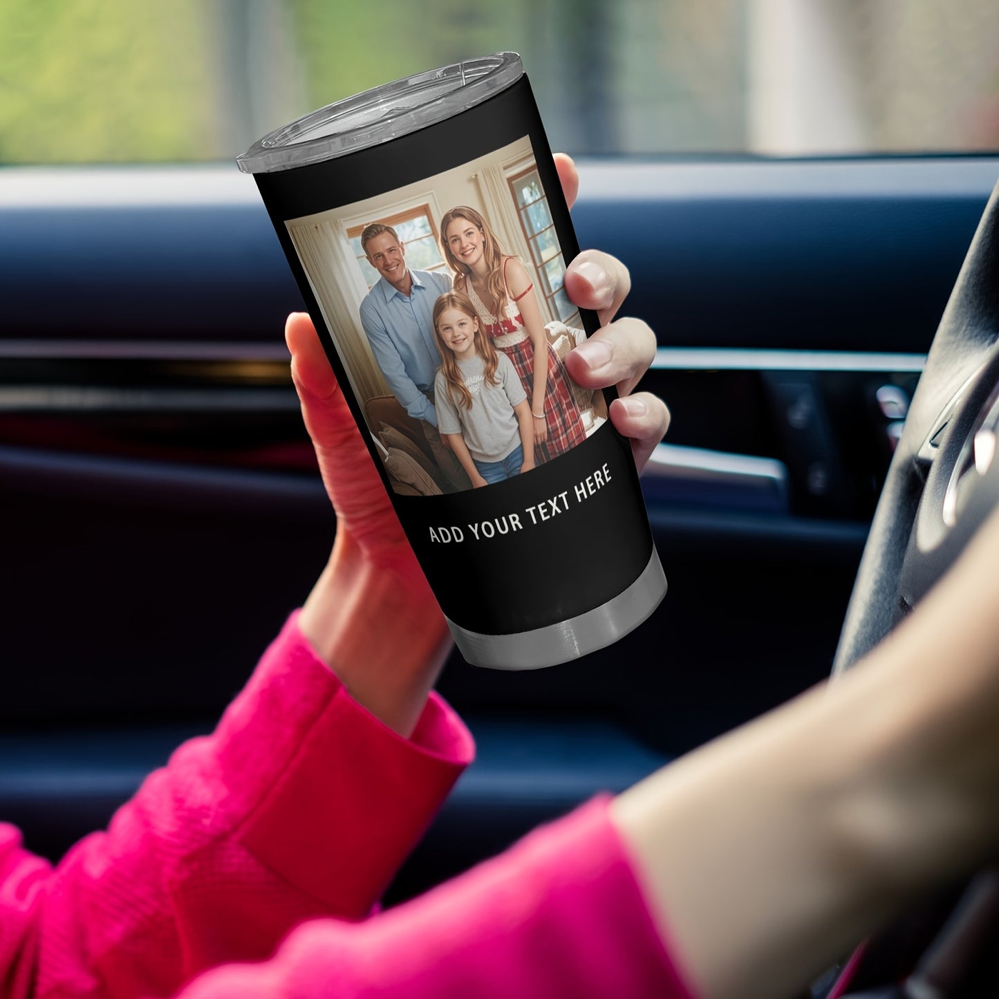 Customizable Coffee Mug Featuring a Photo, Available in 20 Oz, 30 Oz, And 40 Oz Sizes, Made of Stainless Steel with Vacuum And a Lid. an Ideal Personalized Christmas Present for Loved Ones.