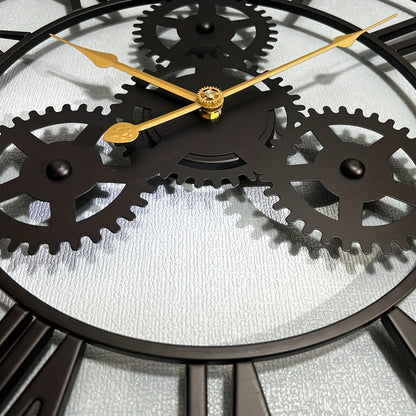 1pc 24"Gear Metal Silent Wall Clock, The Second Hand Is Upgraded To Small Gear, For Living Room, Bedroom Kitchen, Cafe, Shop Wall Decor, Mother's Day Spring Easter Gift
