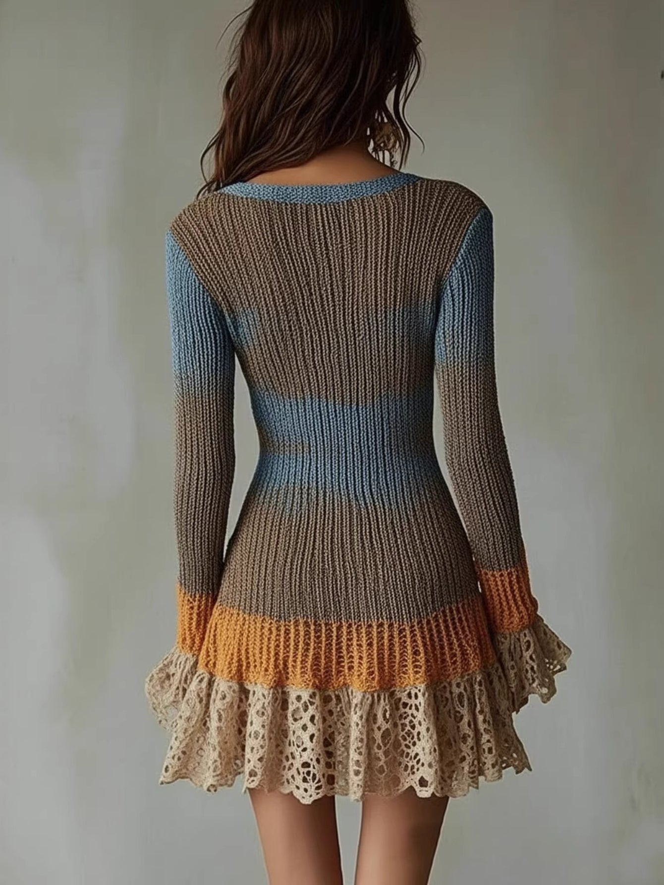 2026 Women'S Spring And Autumn Long-Sleeved Top V-Neck Short Skirt Dress