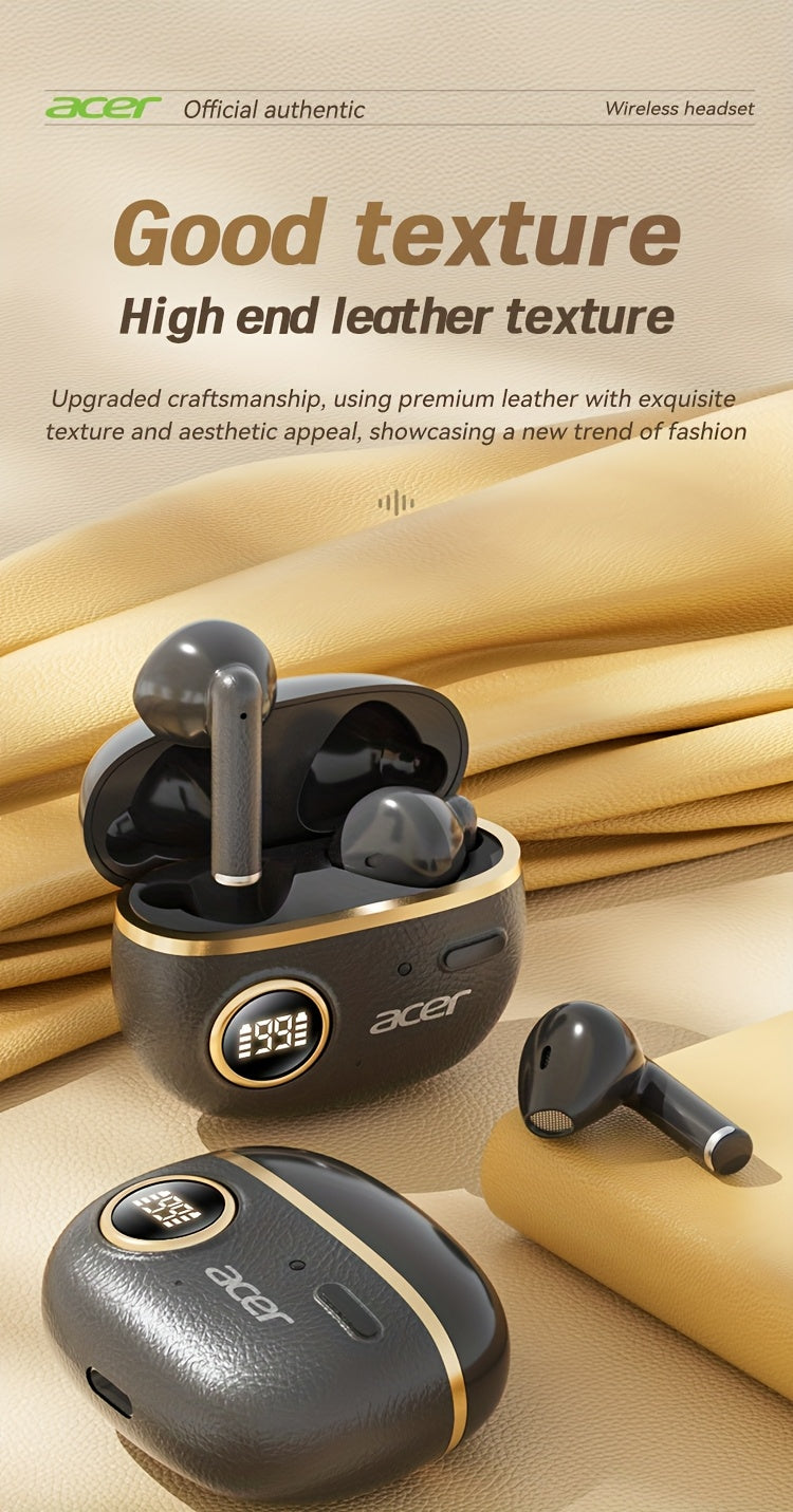 ACER TWS Wireless Earbuds with Deep Bass Stereo + Call Noise Cancellation, Long-Lasting Comfort, HIFI Sound, Lightweight Touch Design, Classic Retro Style, Non-Painful Wear for Sports, Running, Learning, Business, Music - Chr