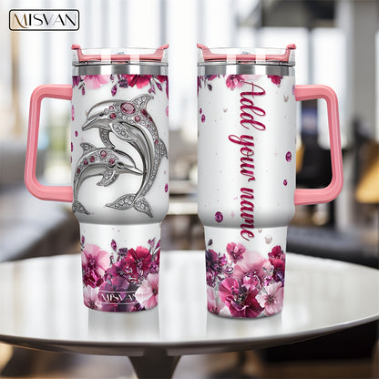 1pc Customized Name Stainless Steel Tumbler | 20oz/22oz/40oz Insulated Water with Lid, Reusable, Round Shape, 304 Stainless Steel, Ideal for Easter, Thanksgiving, Father'S Day, Mother'S Day, Graduation, White Diamond Butterfl