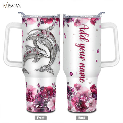 1pc Customized Name Stainless Steel Tumbler | 20oz/22oz/40oz Insulated Water with Lid, Reusable, Round Shape, 304 Stainless Steel, Ideal for Easter, Thanksgiving, Father'S Day, Mother'S Day, Graduation, White Diamond Butterfl