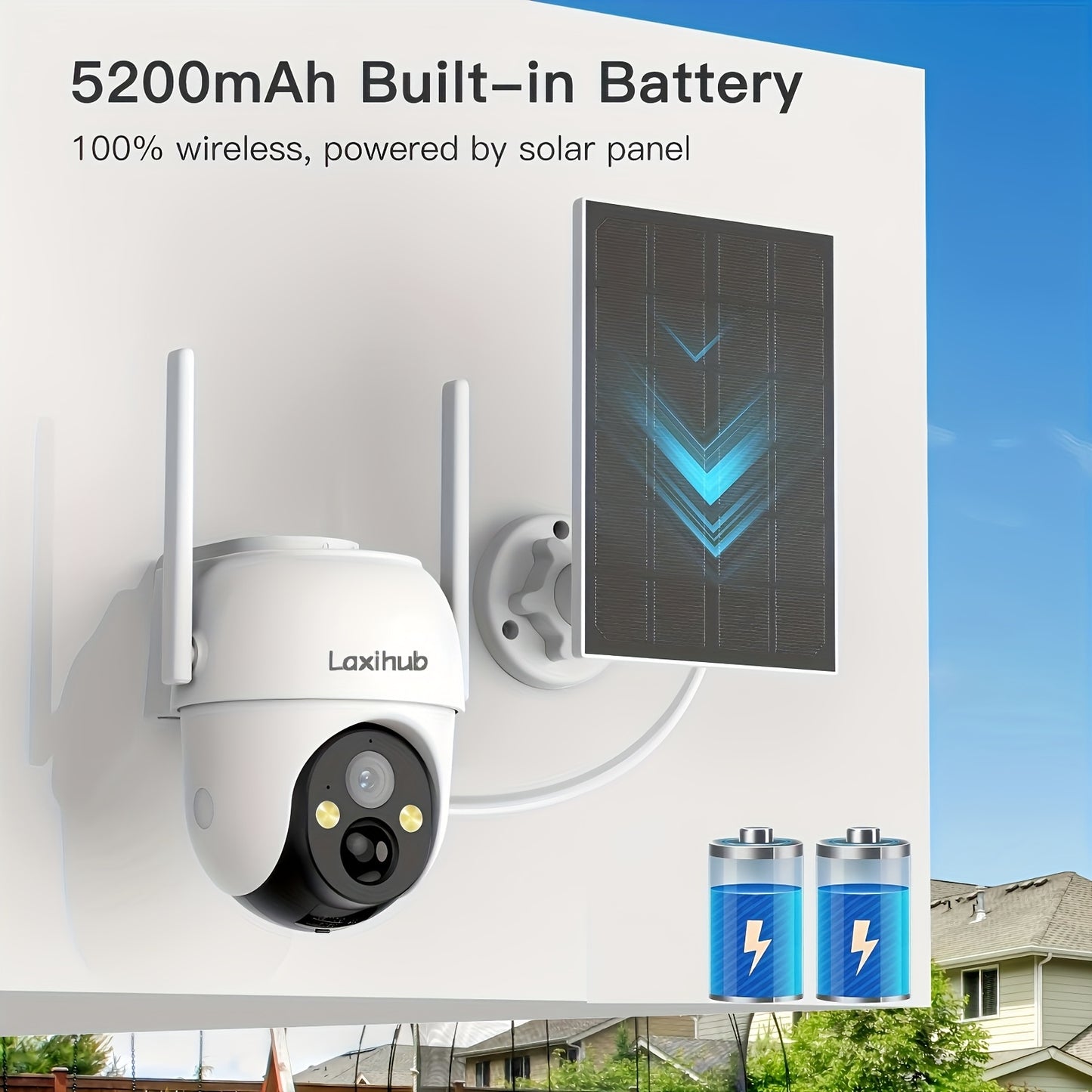 4PC Solar Powered Outdoor Wireless Security Camera 1296P FHD, 3MP FHD Video Resolution Battery Powered CCTV Camera For Home Security Cloud/SD 2.4GHz WiFi AI Motion Detection Spotlight IP65 Waterproof Color Night Vision 2-Way